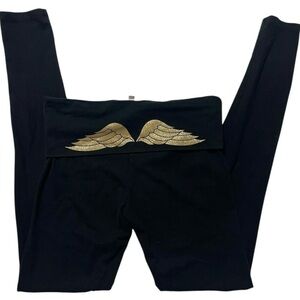PINK Victoria's Secret Black Leggings with Gold Wings